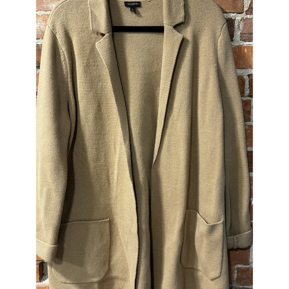 Talbots‎ Sweater Blazer L – Tan Wool Blend Jacket w/ Notch Collar – Cozy Chic - Picture 3 of 4